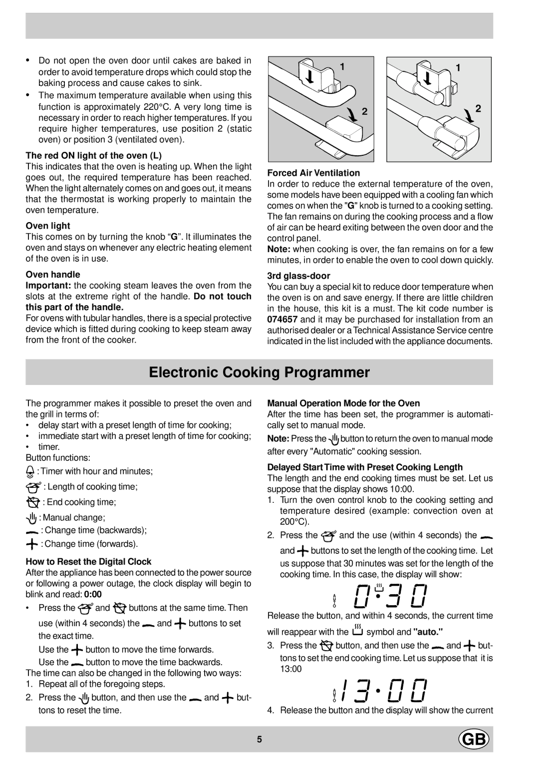 Indesit FM 37K IX DK manual Electronic Cooking Programmer 