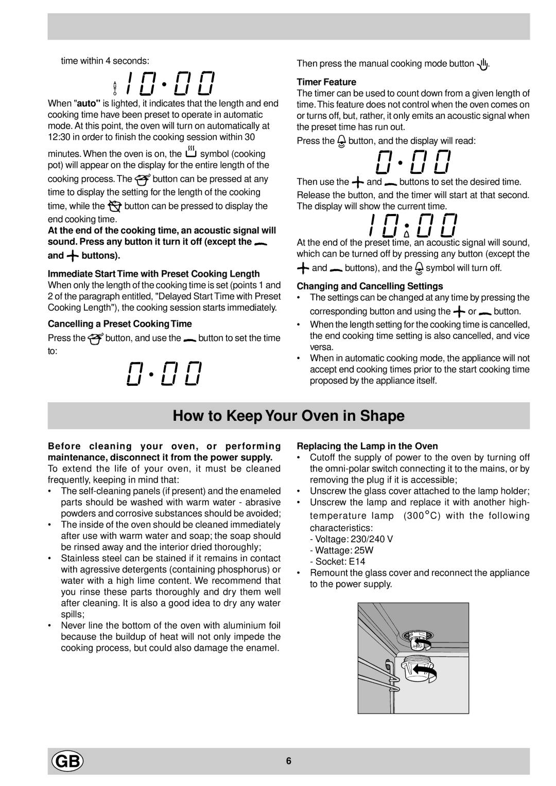 Indesit FM 37K IX DK manual How to Keep Your Oven in Shape 