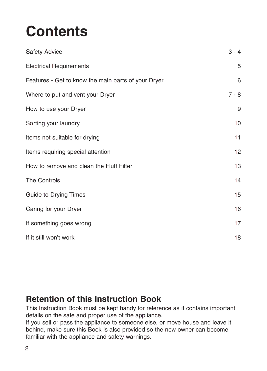 Indesit G73V manual Contents 