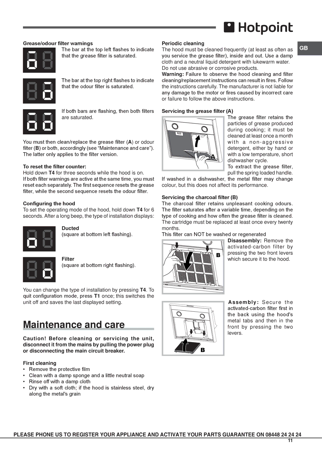 Indesit HHC7.7AB, HHC9.7AB, HHC6.7AB operating instructions Maintenance and care 