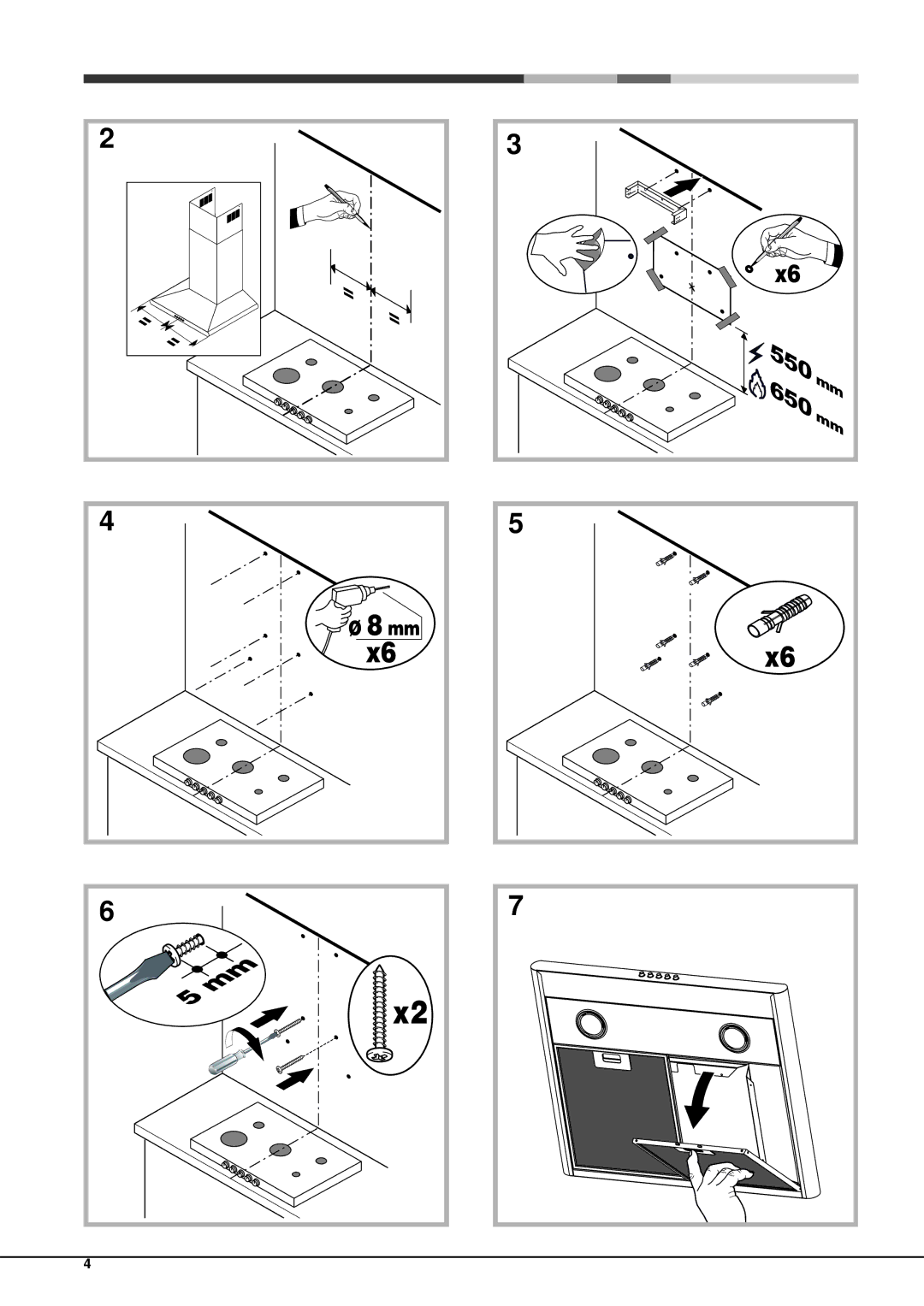 Indesit HHC6.7AB, HHC9.7AB, HHC7.7AB operating instructions 550 650 