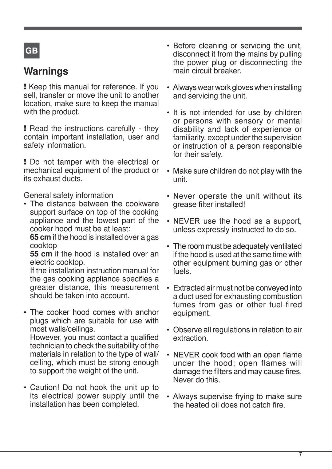 Indesit HHC6.7AB, HHC9.7AB, HHC7.7AB operating instructions 