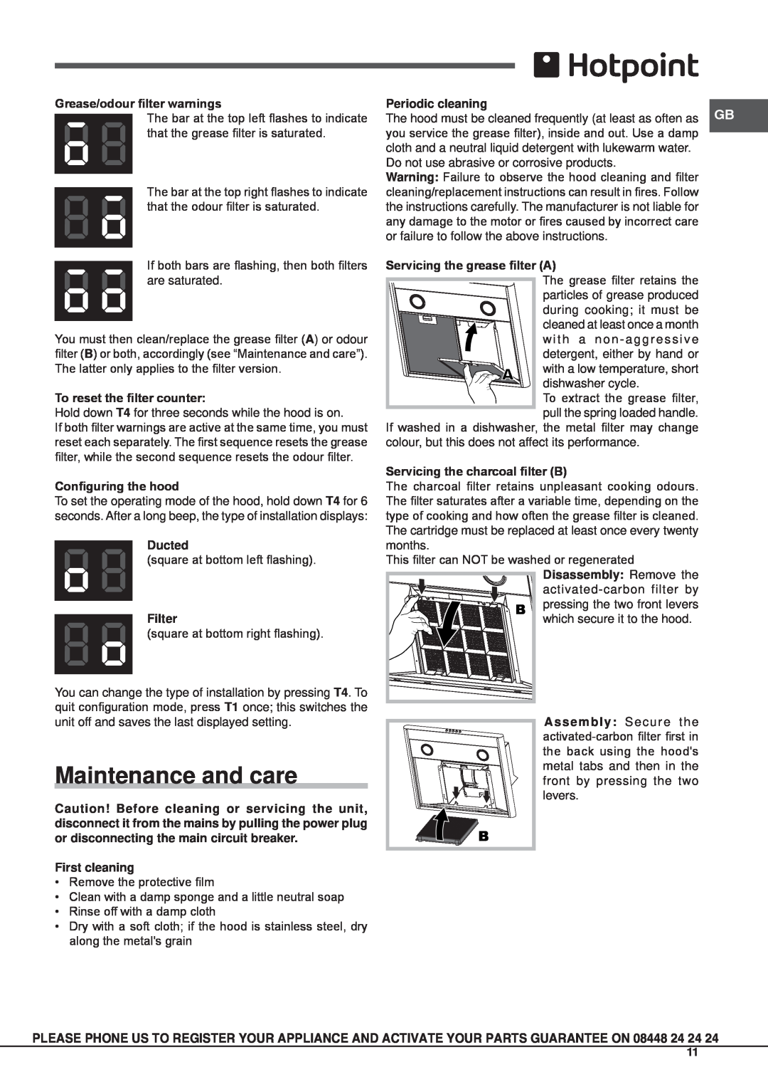 Indesit HHC7.7AB, HHC9.7AB, HHC6.7AB operating instructions Maintenance and care 