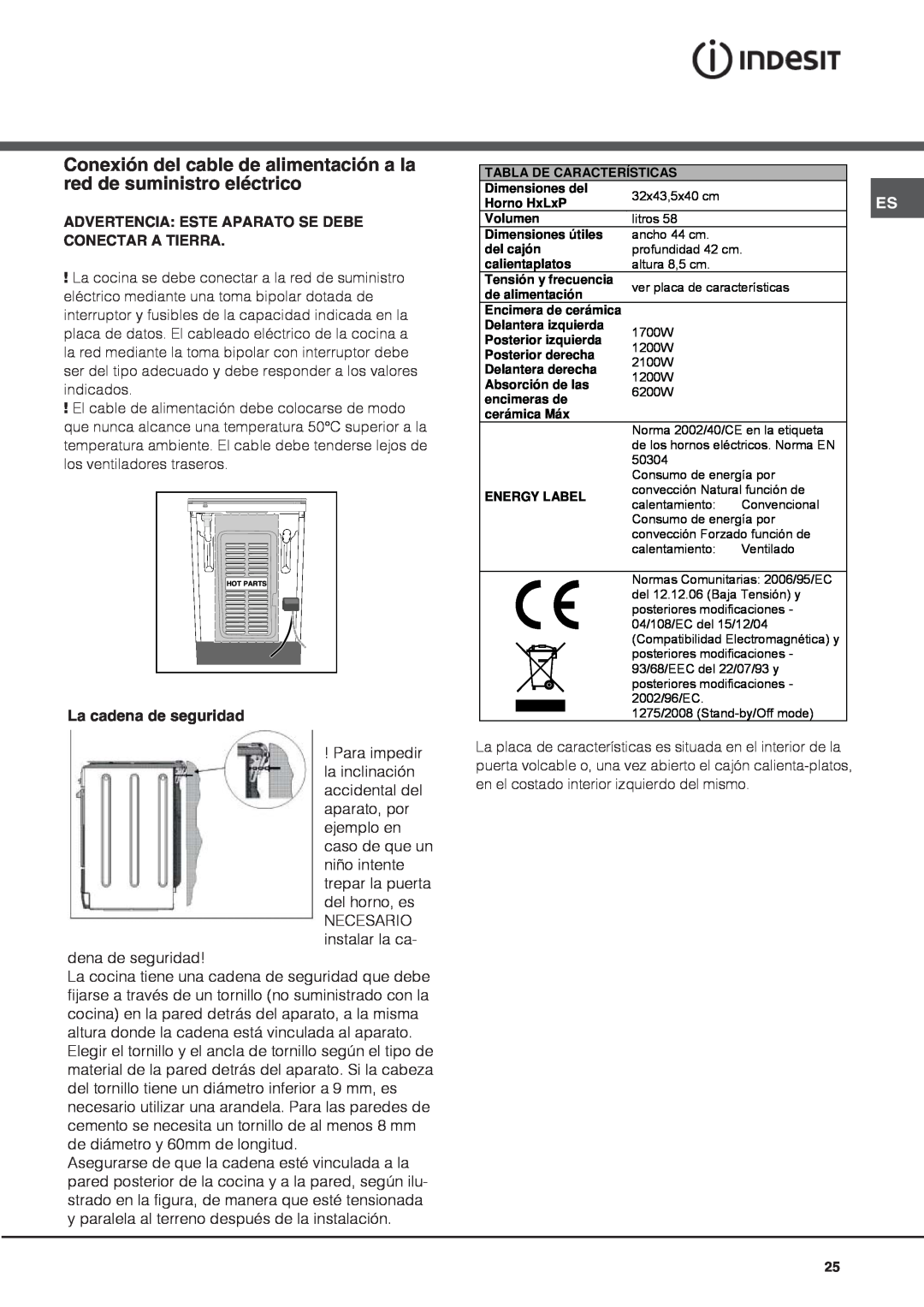 Indesit I6VV2A manual La cadena de seguridad 