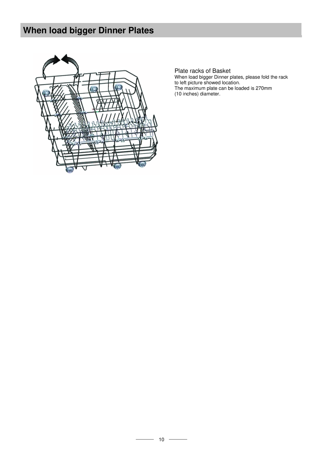 Indesit ICD instruction manual When load bigger Dinner Plates 