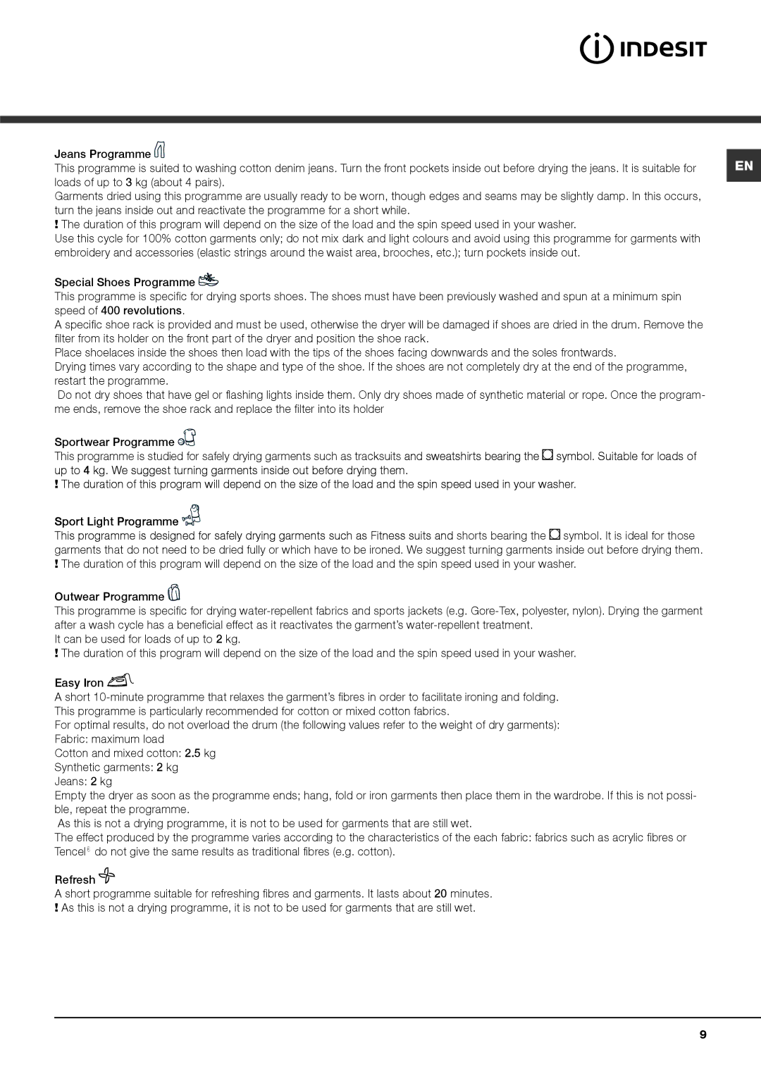 Indesit IDCE 8450 BS H, IDCE 8450 BK H, IDCE 8450 B H instruction manual 