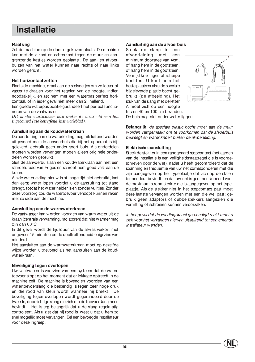 Indesit IDE 45 manual Installatie 