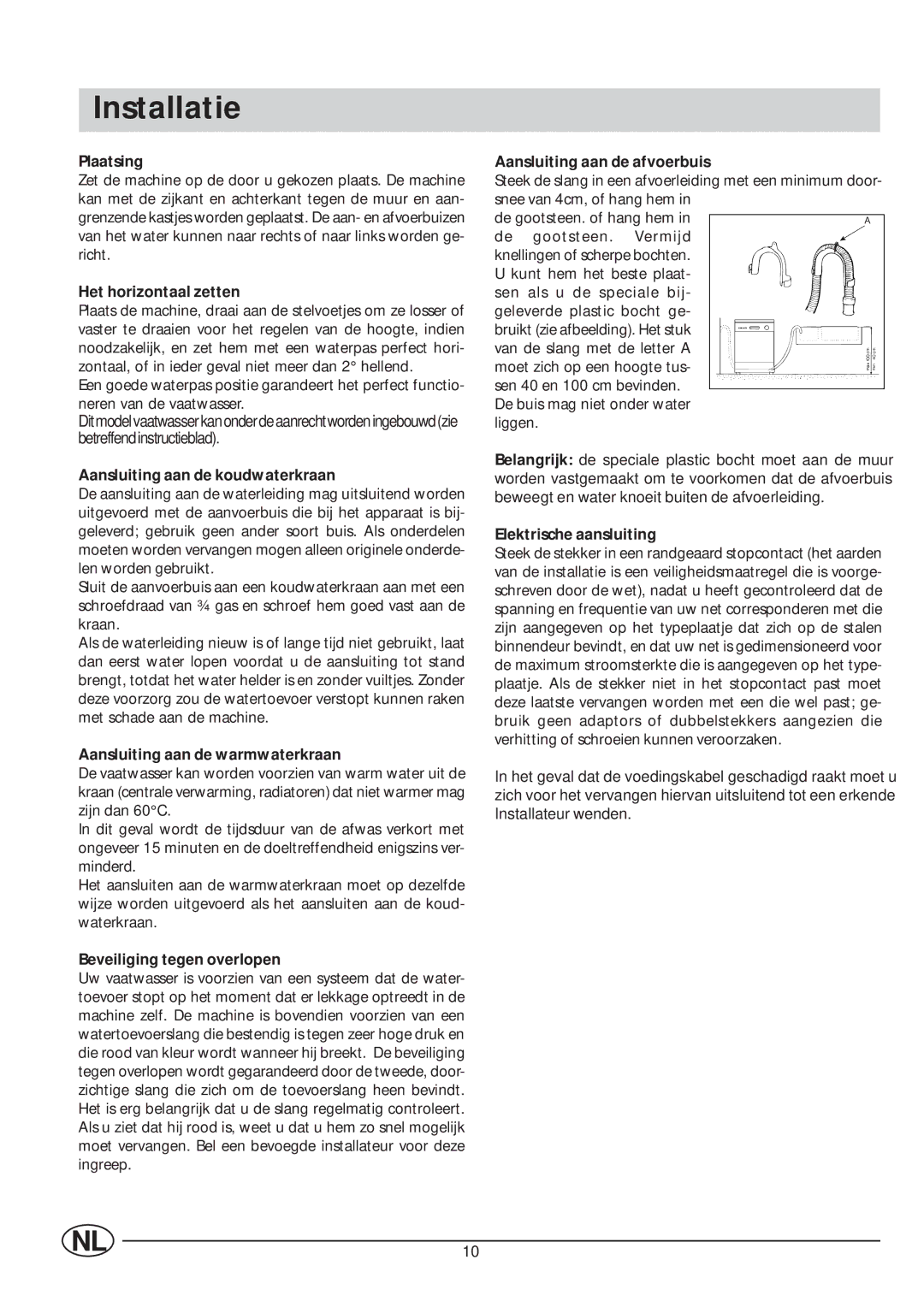 Indesit IDL 63 manual Installatie 