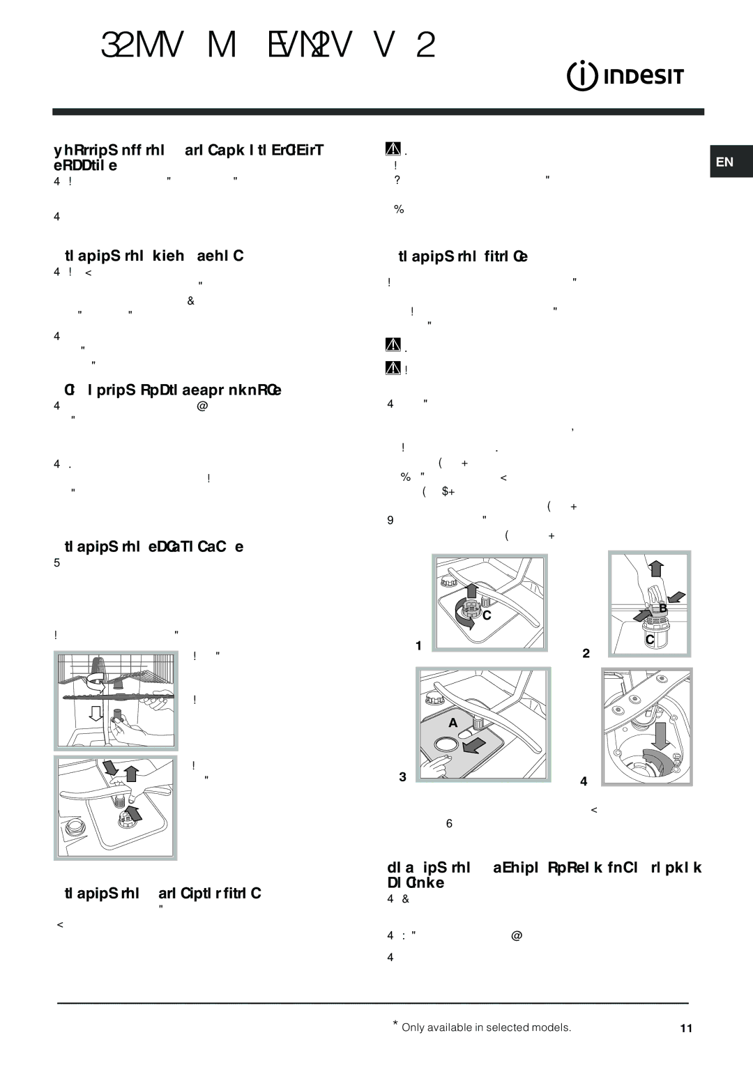 Indesit IDP 148 manual Care and maintenance 