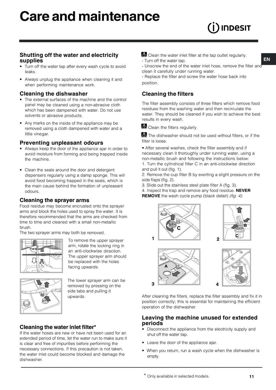 Indesit IDP-148 operating instructions Care and maintenance 