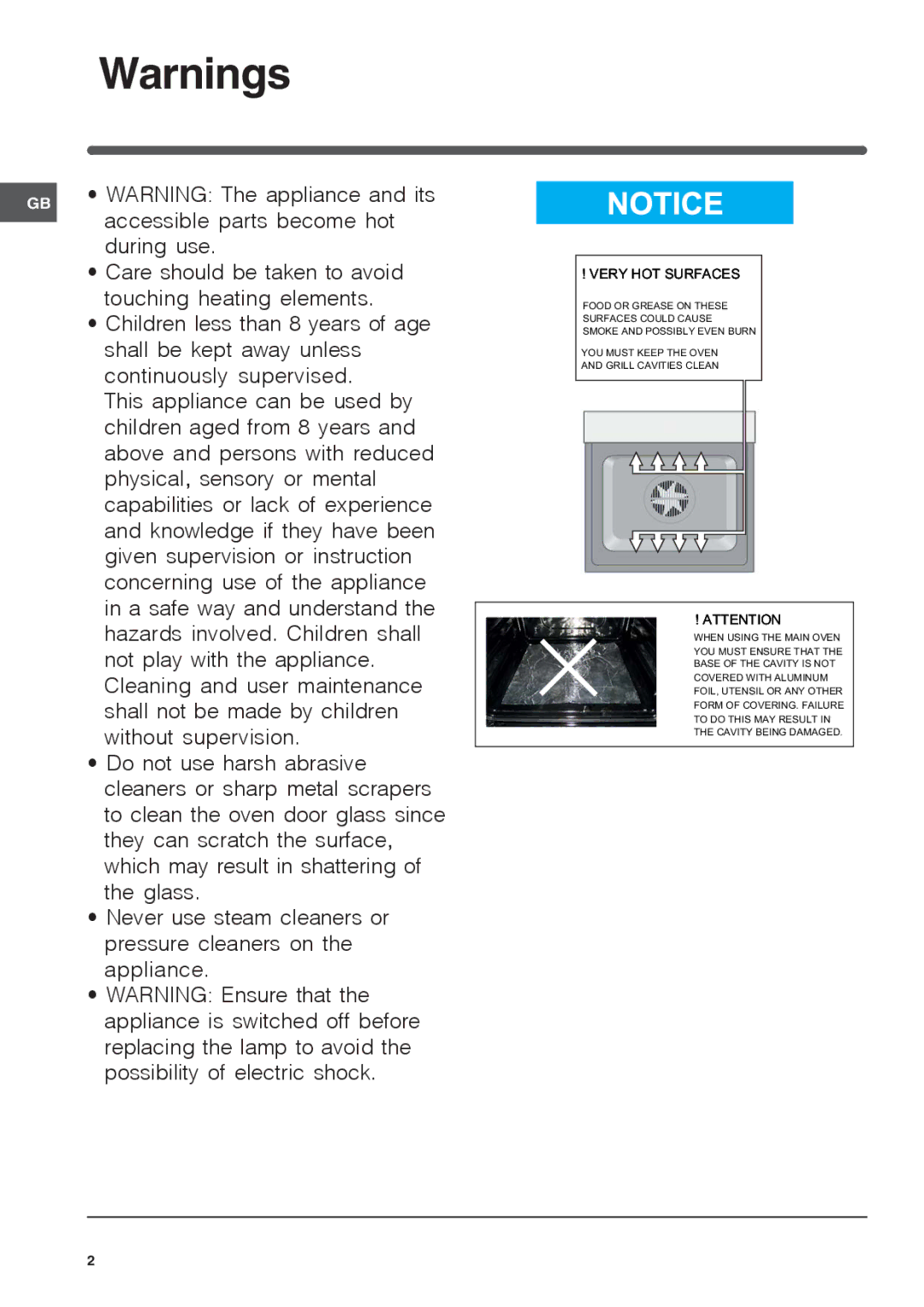 Indesit IFG operating instructions Accessible parts become hot 