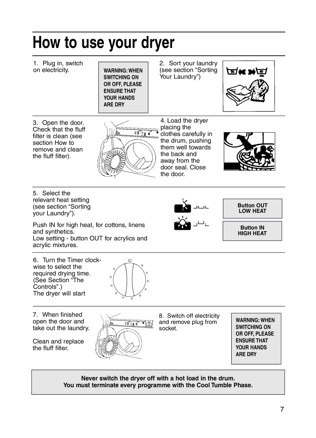 Indesit IS31 installation instructions How to use your dryer 