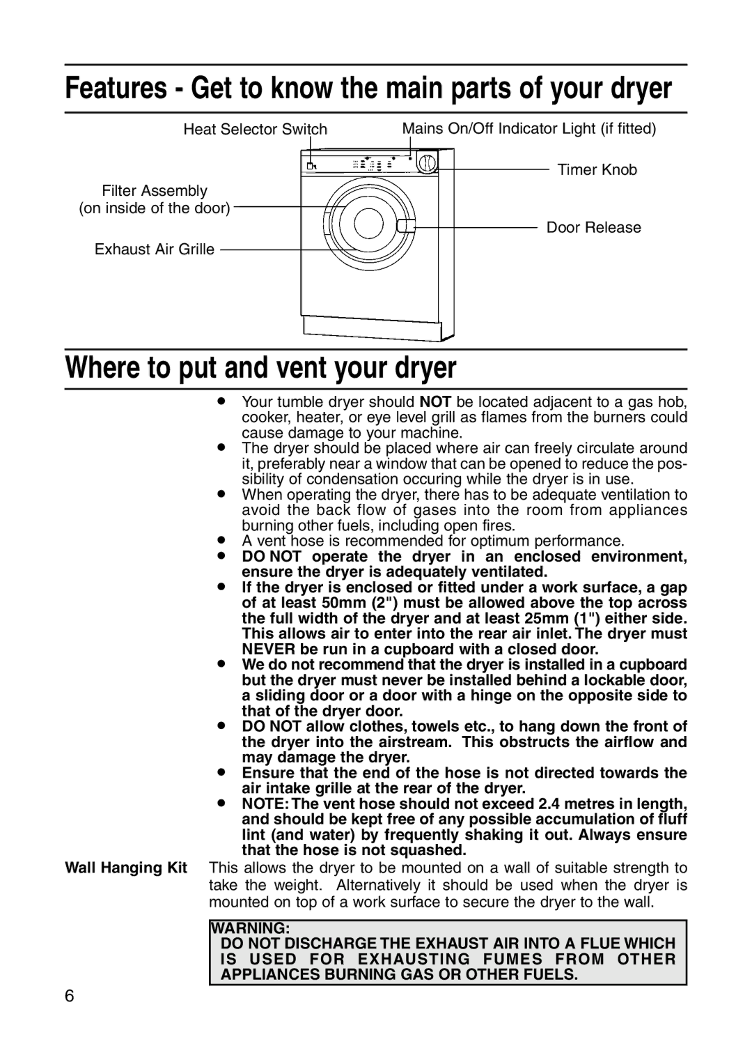 Indesit IS31VS, IS31VU installation instructions Where to put and vent your dryer 