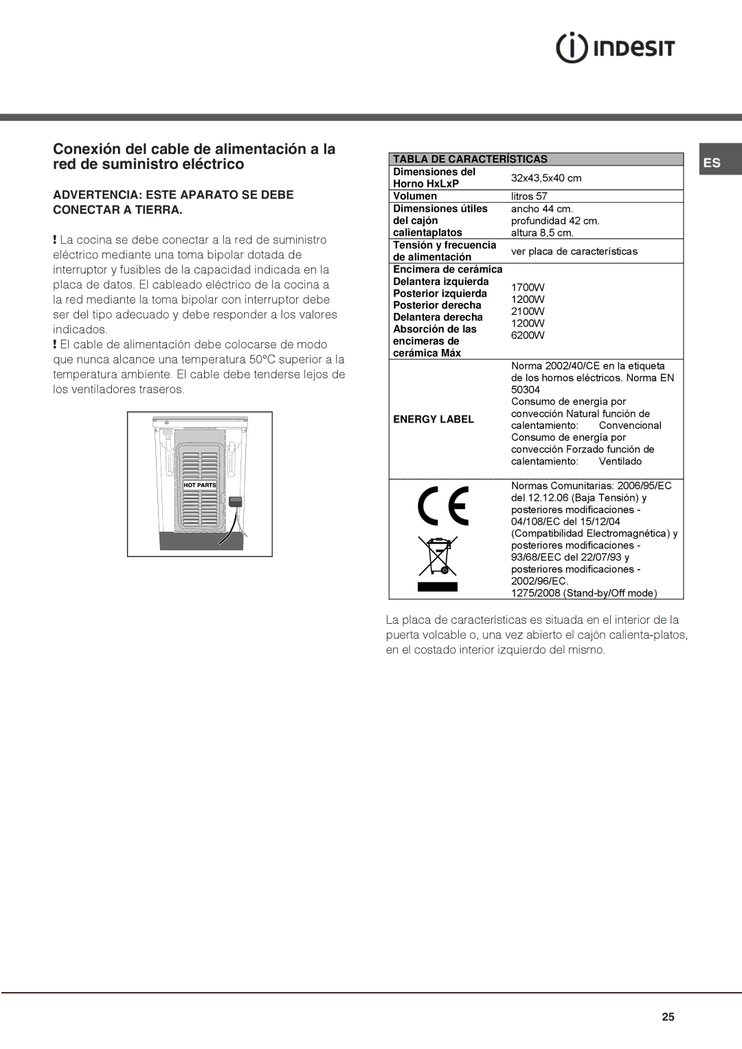 Indesit IS60C1 S manual Advertencia Este Aparato SE Debe Conectar a Tierra 