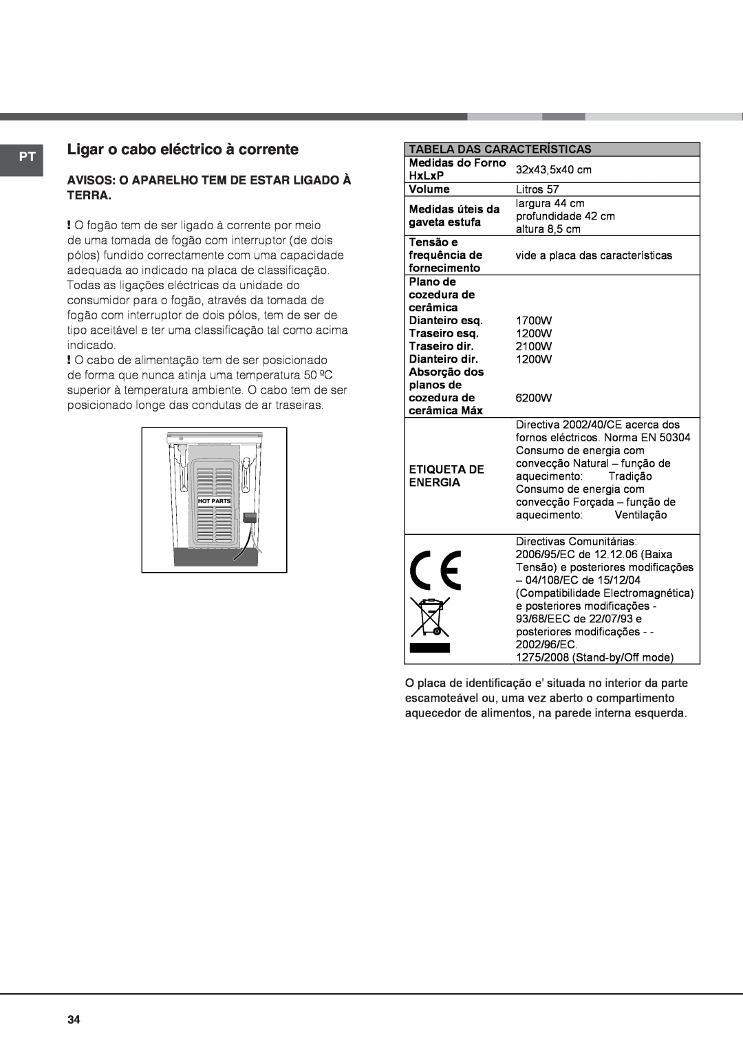 Indesit IS60C1 S manual Ligar o cabo eléctrico à corrente, Terra 