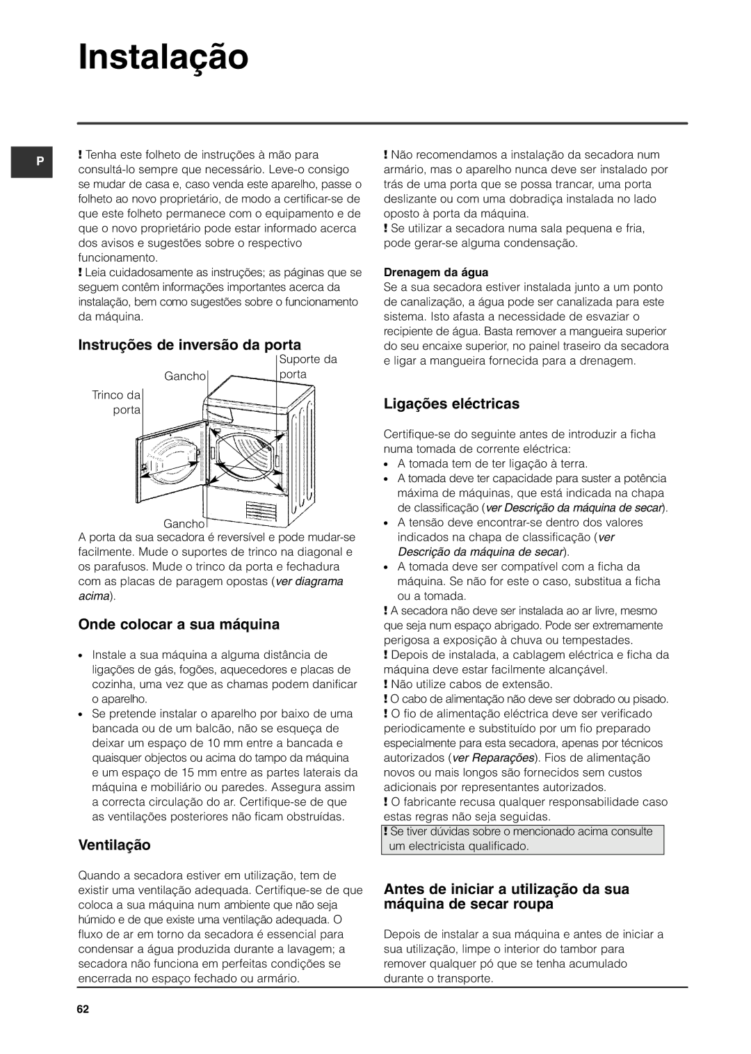 Indesit ISL66CX, ISL65C manual Instalação 