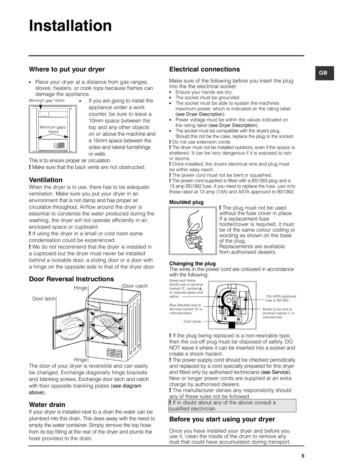 Indesit ISL70C manual Installation 