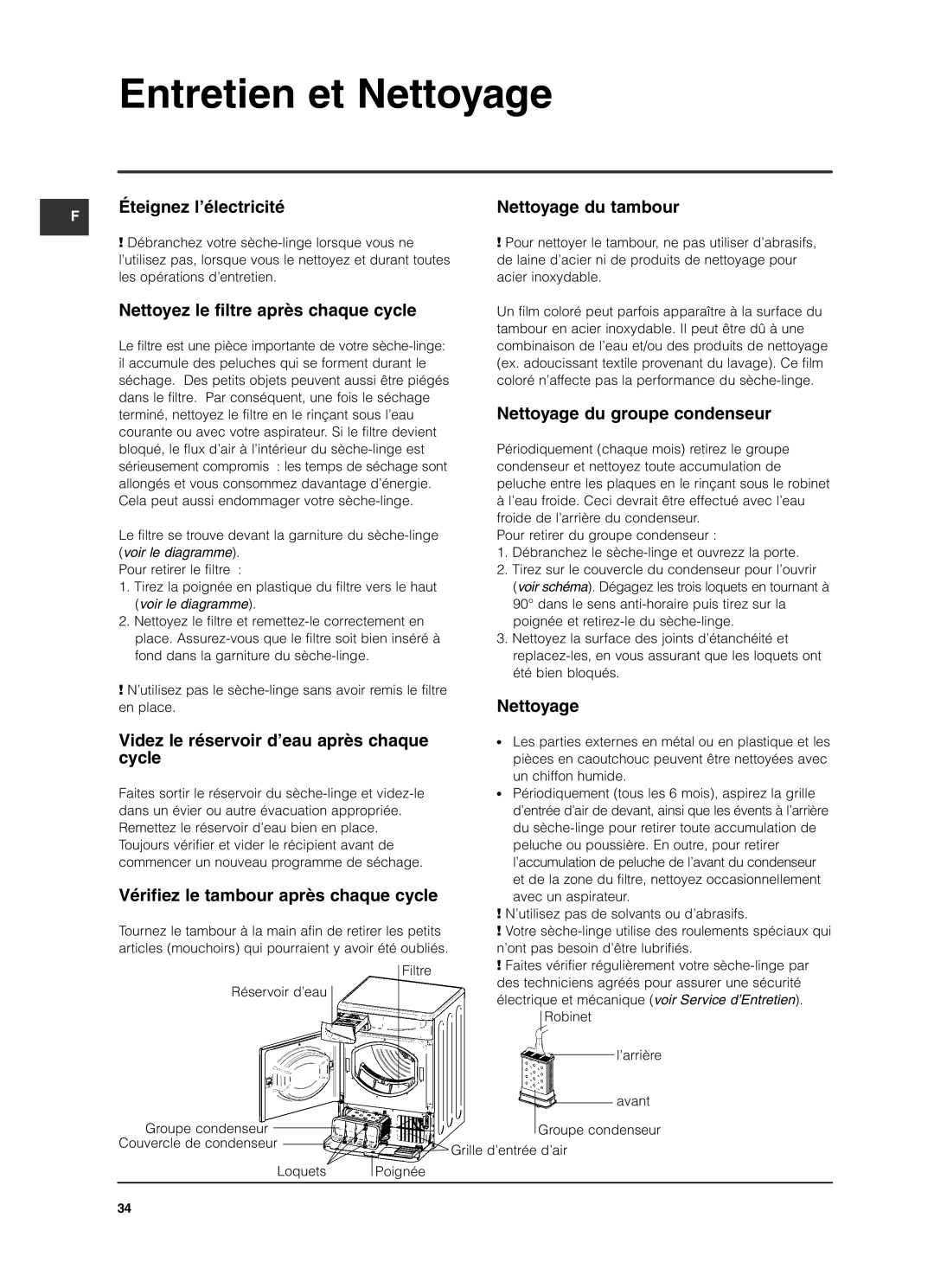 Indesit ISL79CS manual Entretien et Nettoyage 