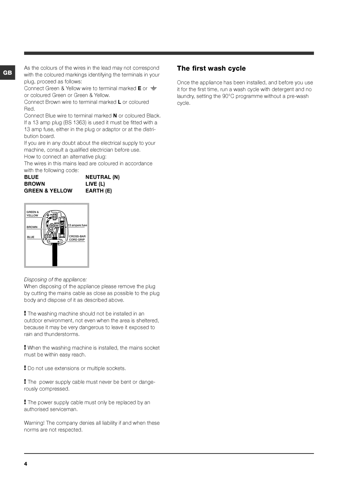 Indesit IWC 6165 manual First wash cycle, Disposing of the appliance 