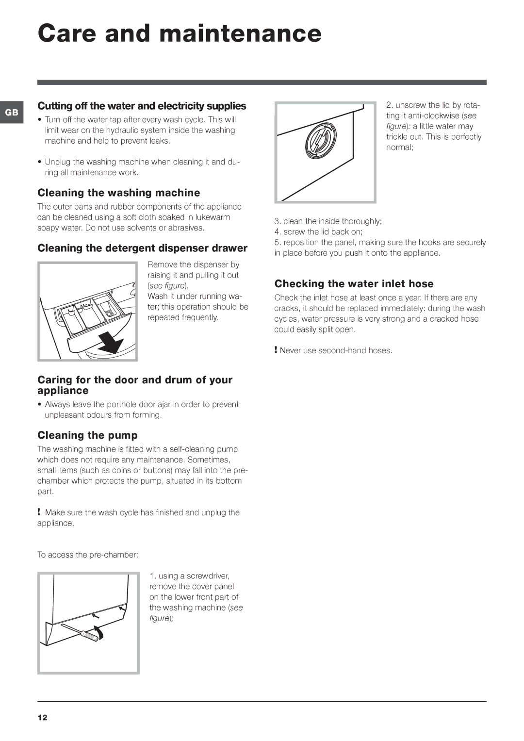 Indesit IWC 61651 manual Care and maintenance 