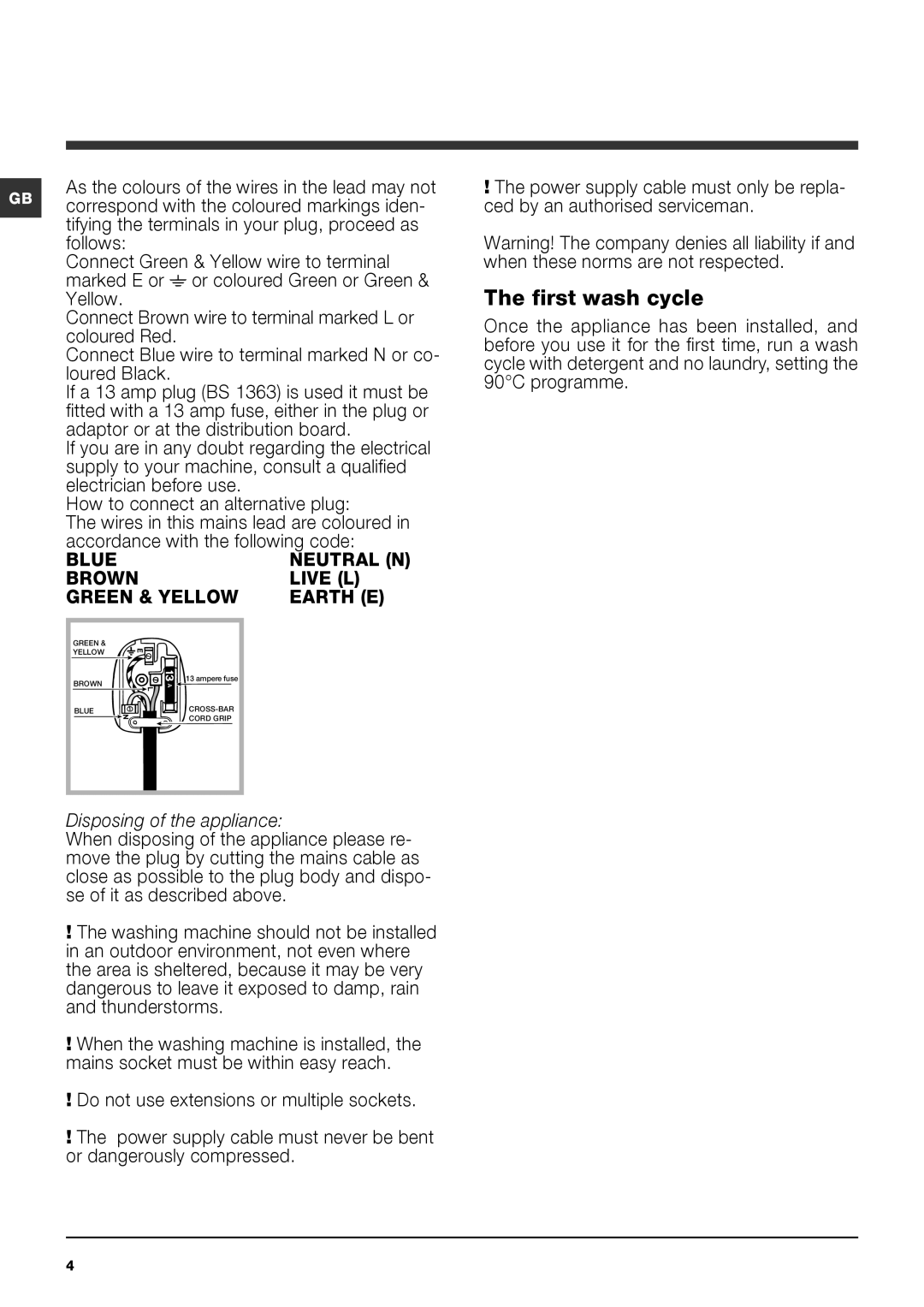 Indesit IWC 71451 manual First wash cycle, Disposing of the appliance 