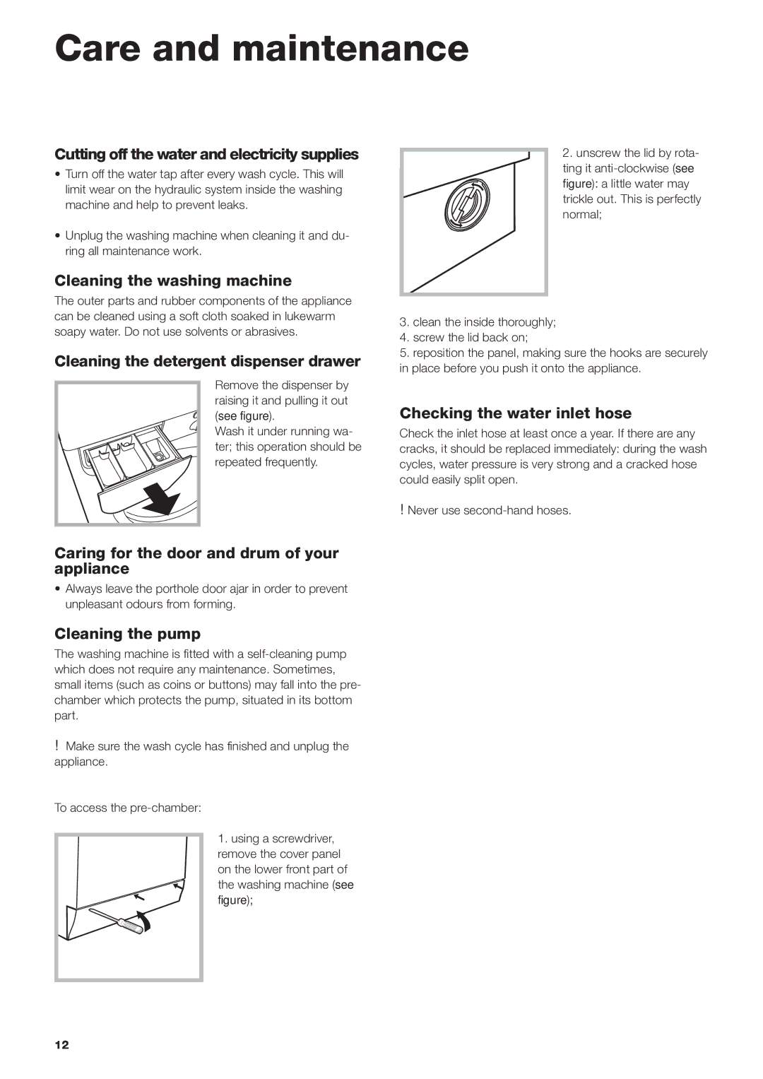 Indesit IWC manual Care and maintenance 