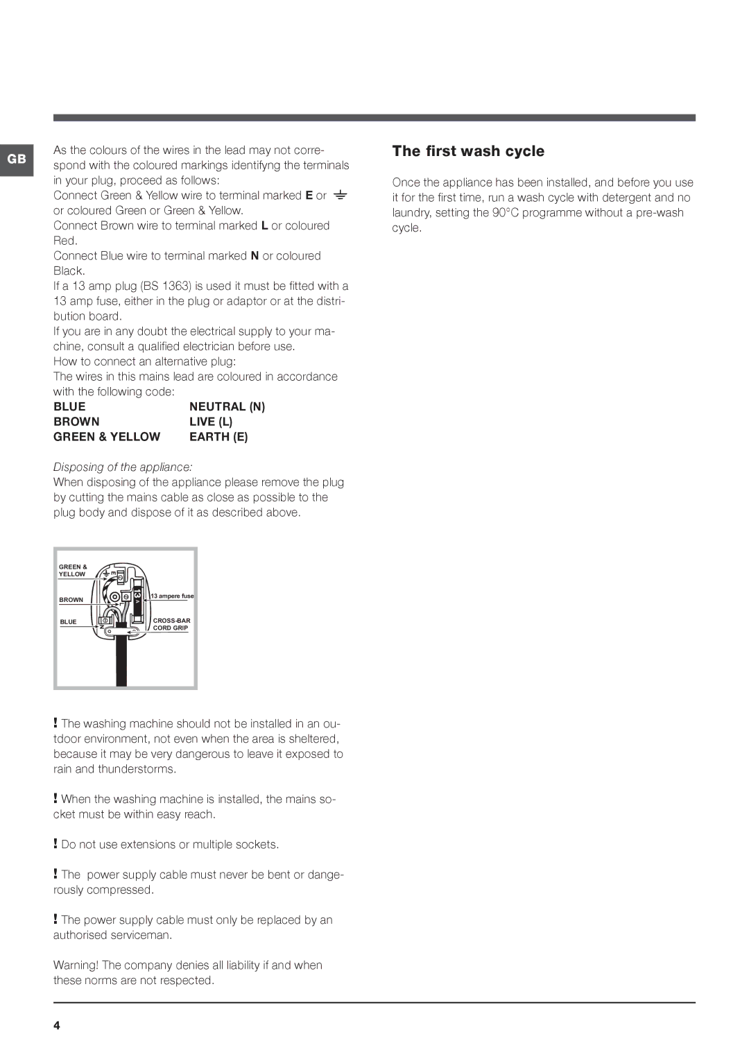 Indesit IWD 7145 S manual First wash cycle, Disposing of the appliance 