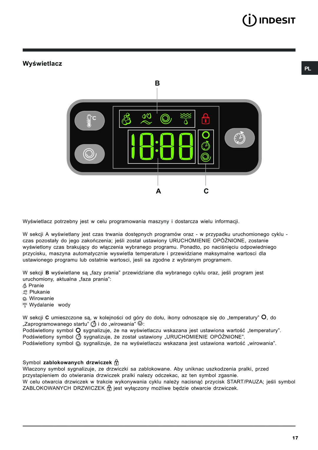 Indesit IWE 6125 manual Wyœwietlacz 