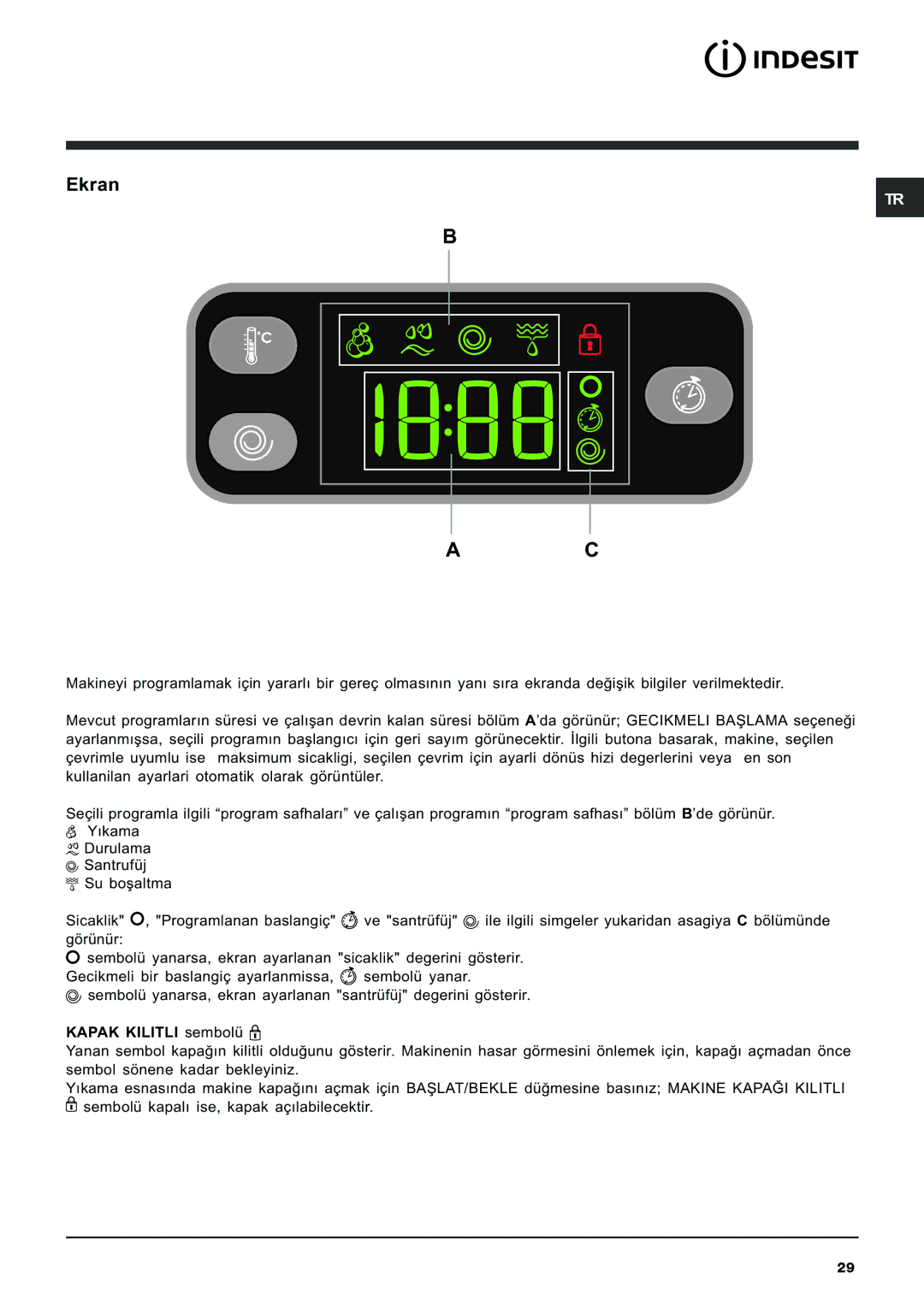 Indesit IWE 8128 manual Ekran 