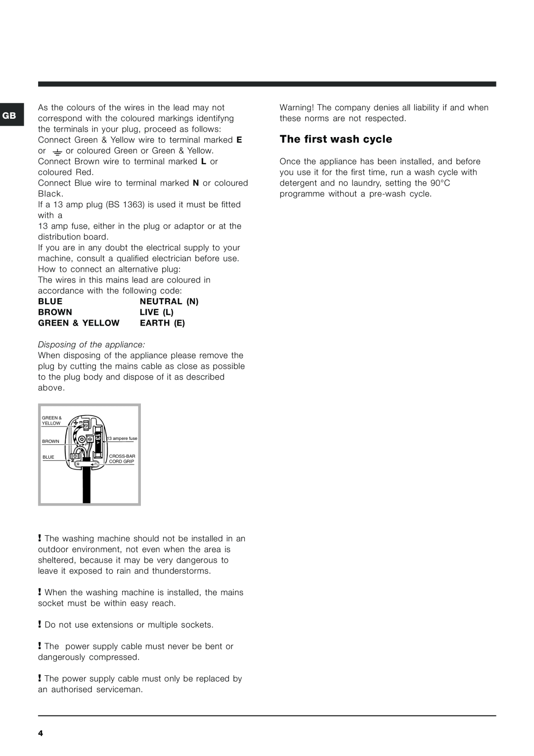 Indesit IWE7168 manual The first wash cycle 