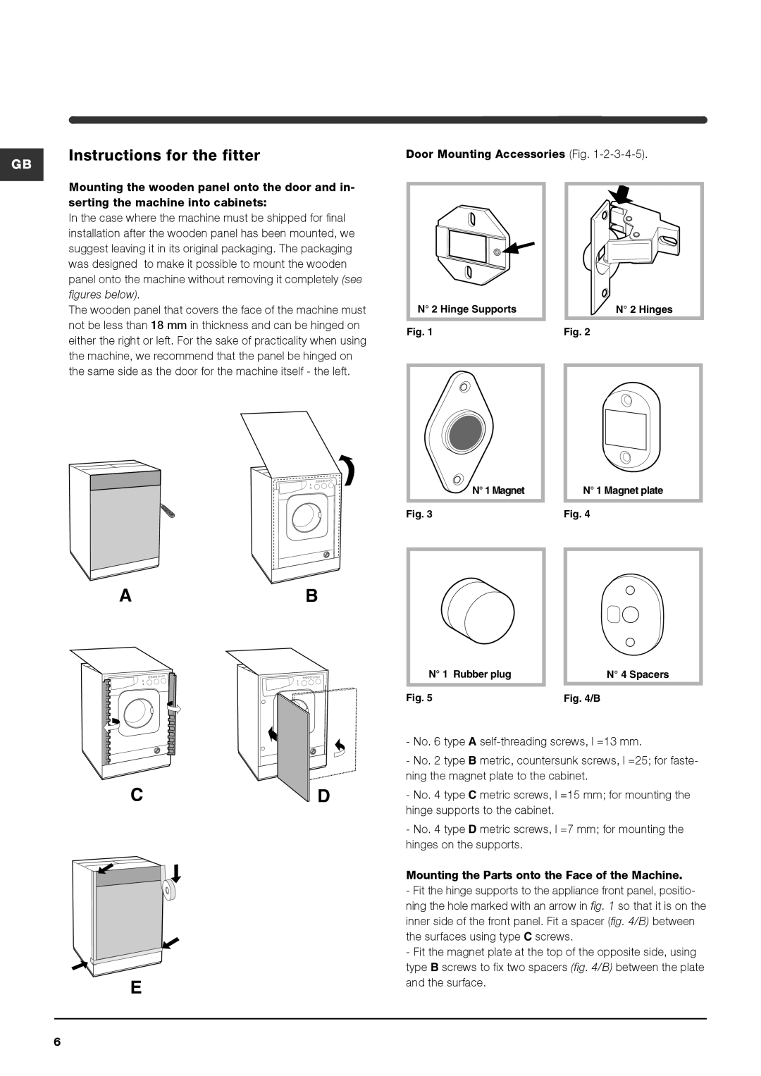 Indesit IWME 126 manual Instructions for the fitter, Case where the machine must be shipped for final 