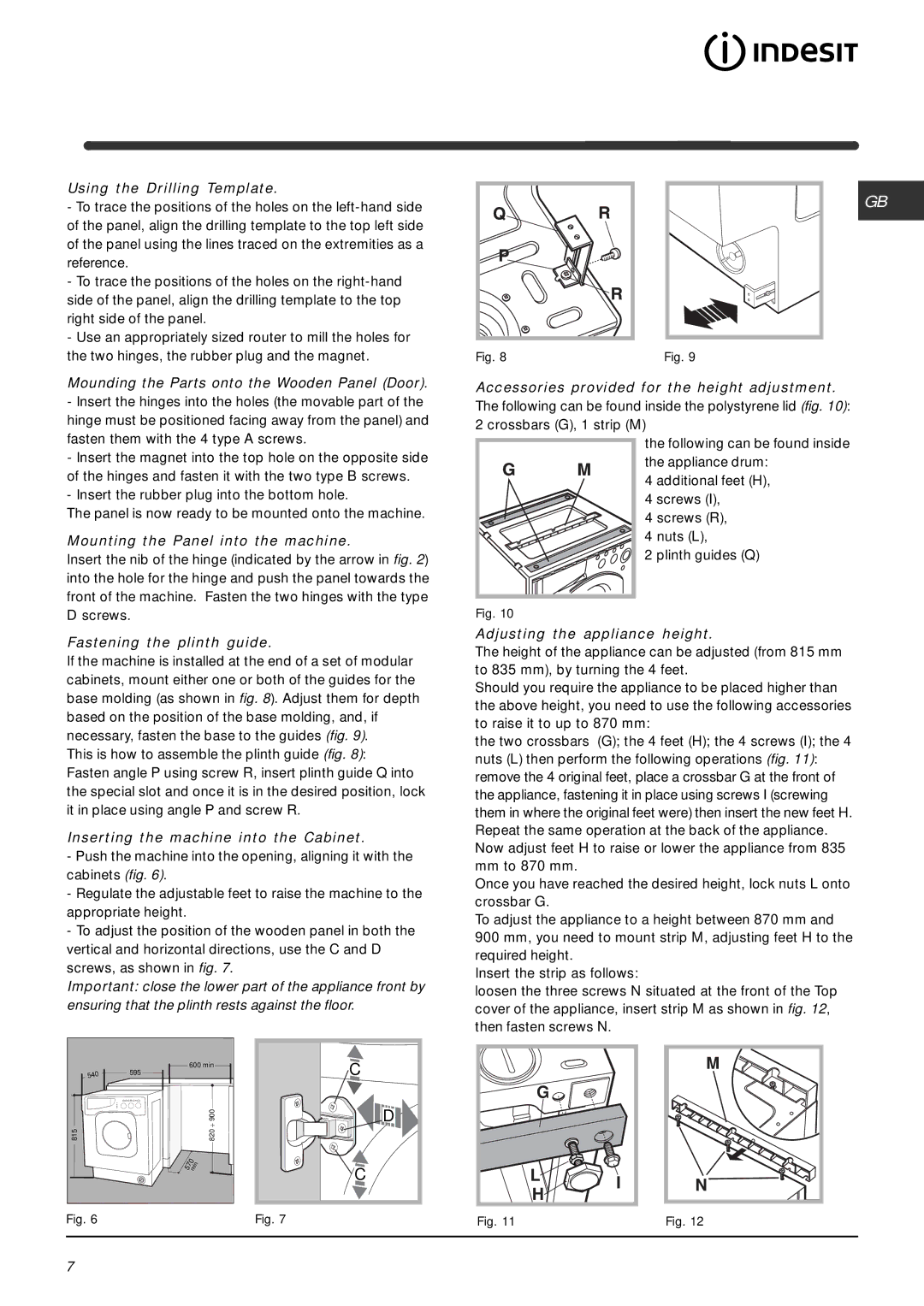 Indesit IWME126 manual Using the Drilling Template 