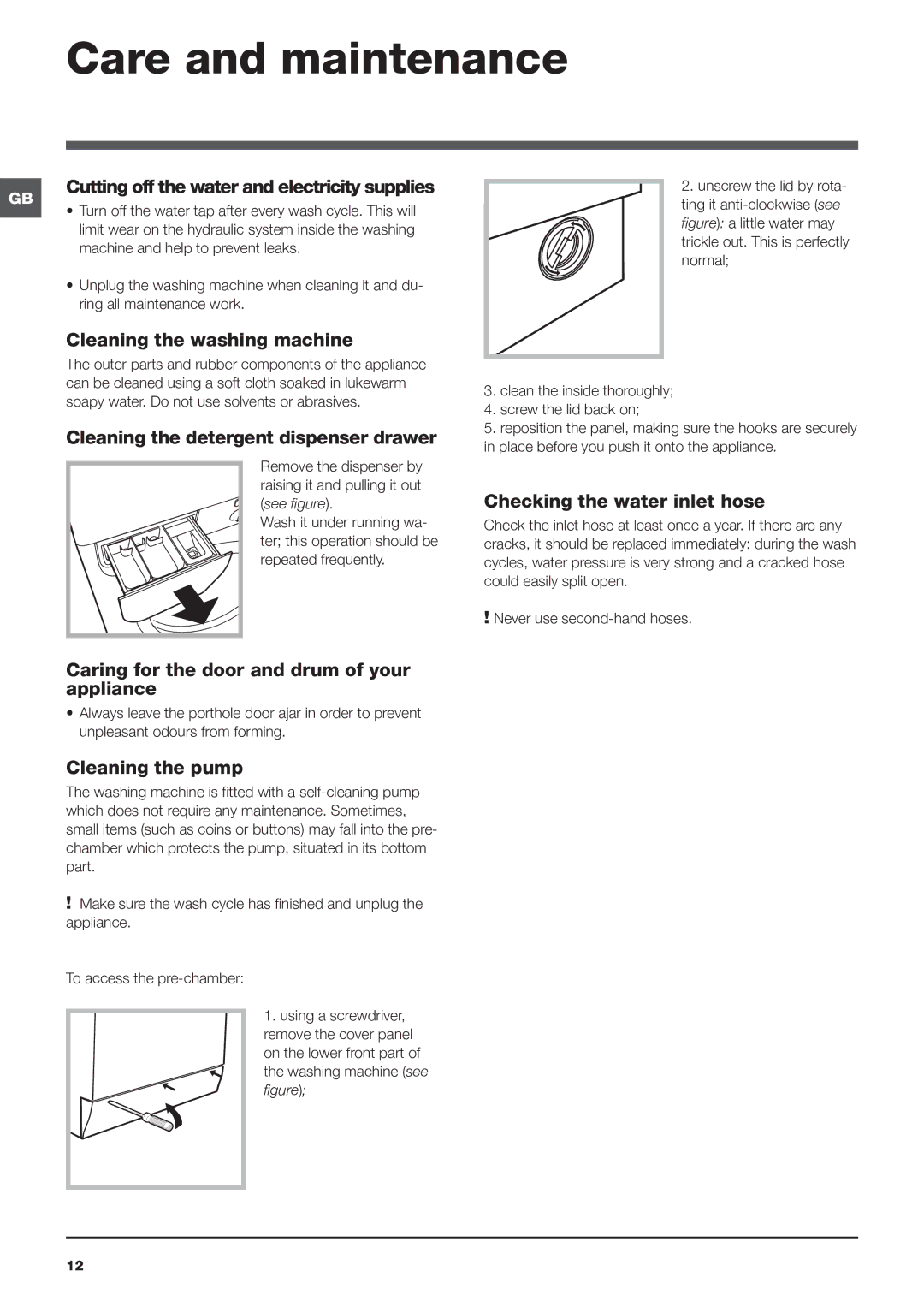 Indesit IWSC manual Care and maintenance 