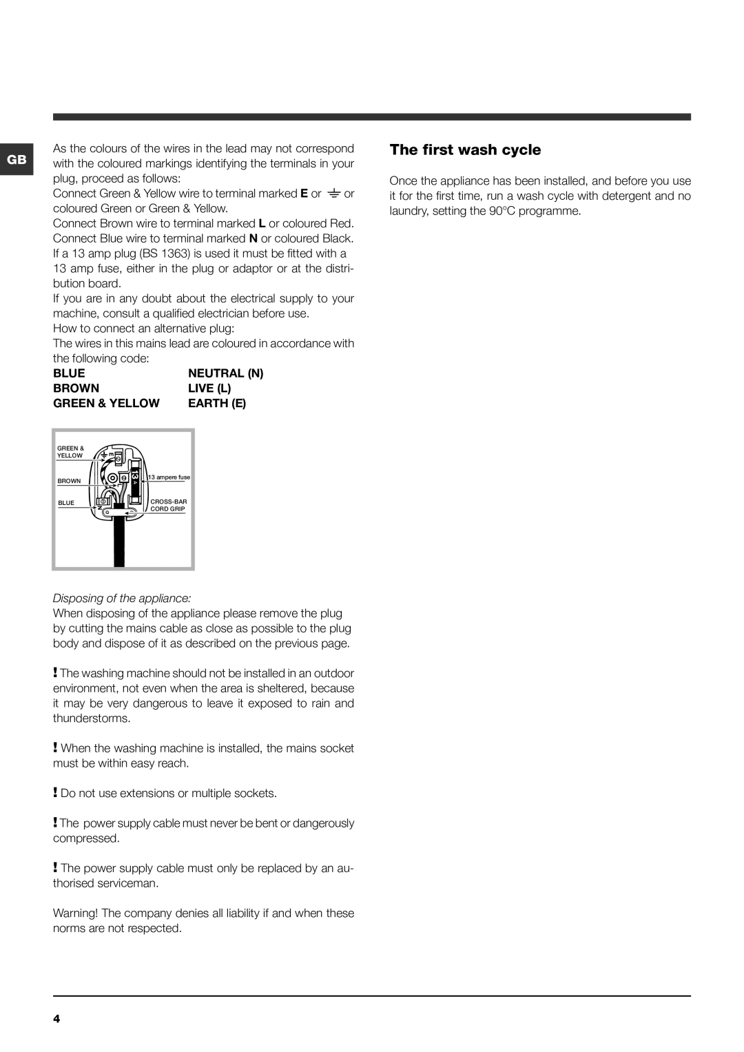 Indesit IWSC manual First wash cycle, Bution board, Following code, Disposing of the appliance 