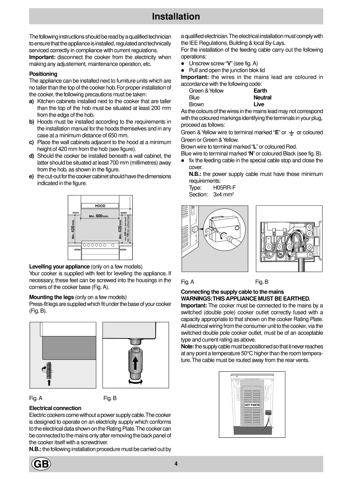 Indesit K 31 E/G, K 30 E/G manual Installation 