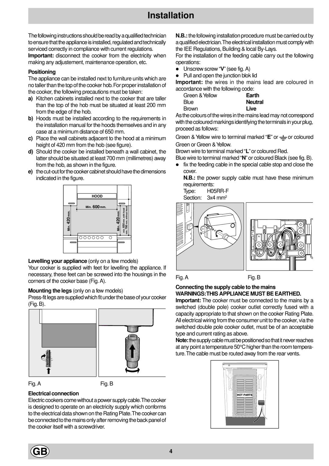 Indesit K 3C8 V.B/G, K 3C8 V.B A/G manual Installation 