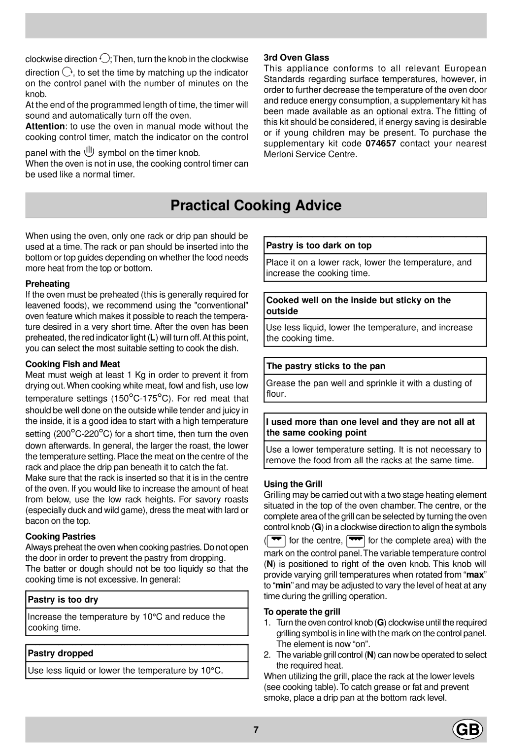 Indesit K 601 V.C/G manual Practical Cooking Advice 