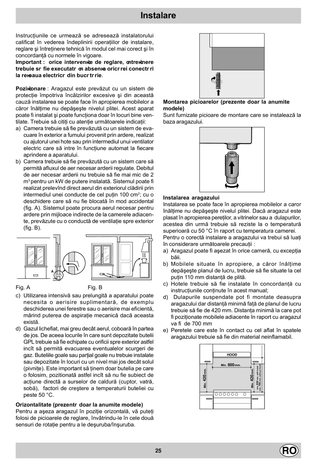 Indesit K1G21/R, K1G21S/R manual Instalare, Fig. a 