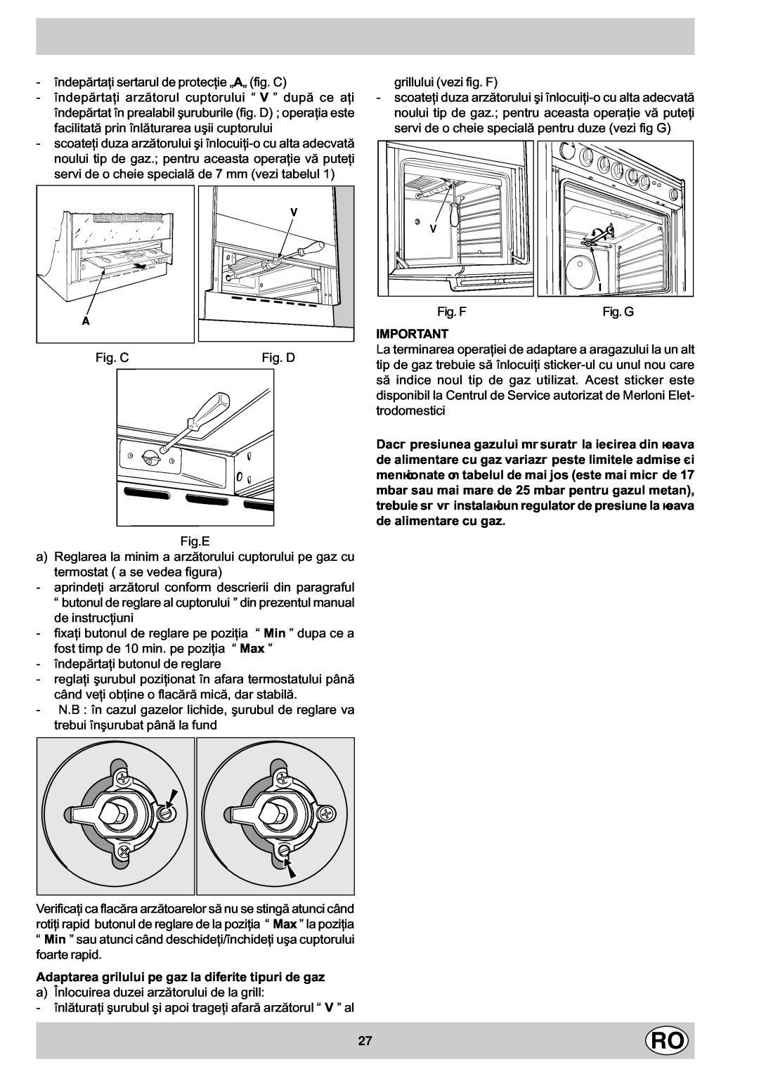 Indesit K1G21/R, K1G21S/R manual îndepãrtaþi sertarul de protecþie „A„ fig. C 