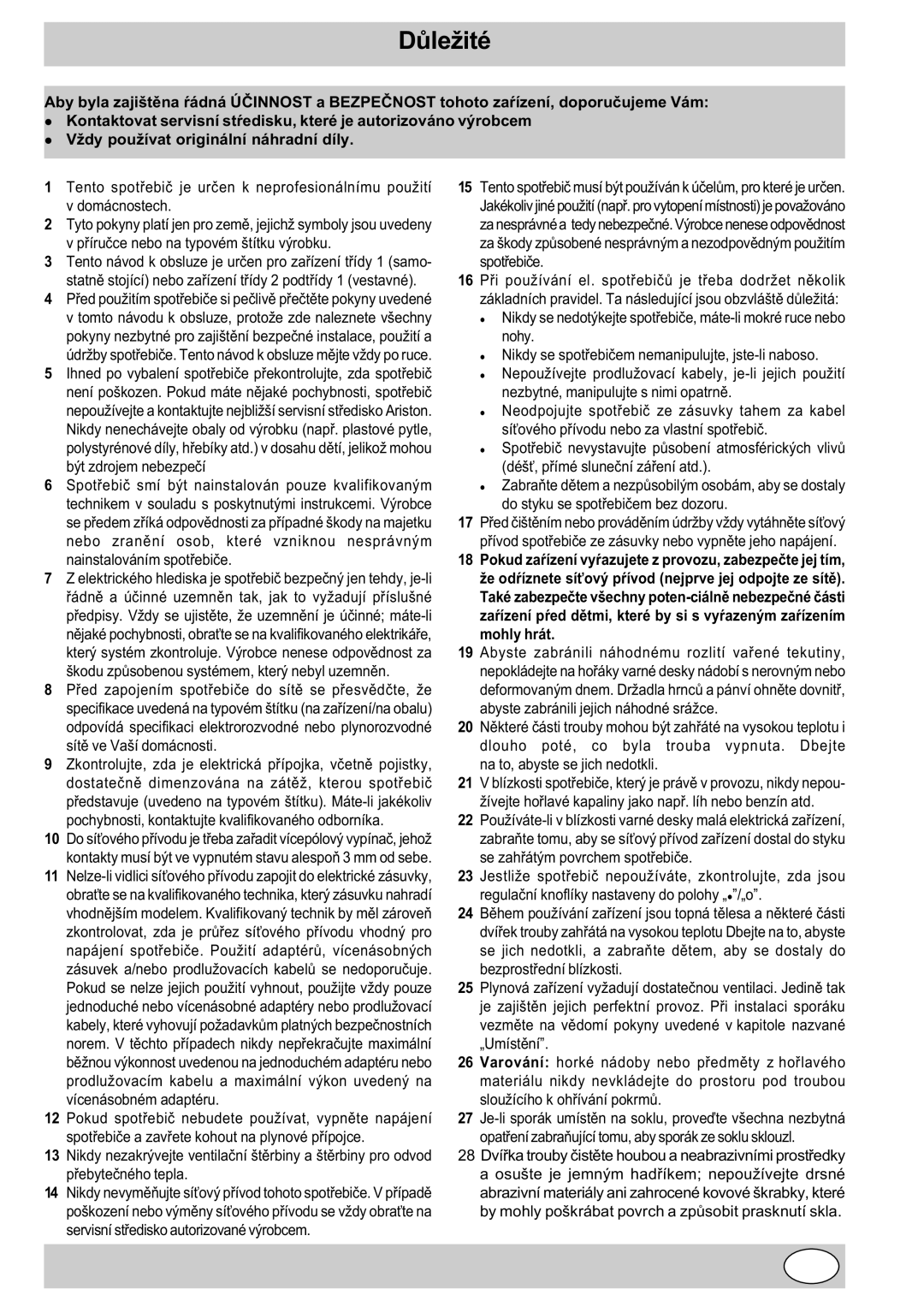 Indesit K3E11/R manual Dùležité 