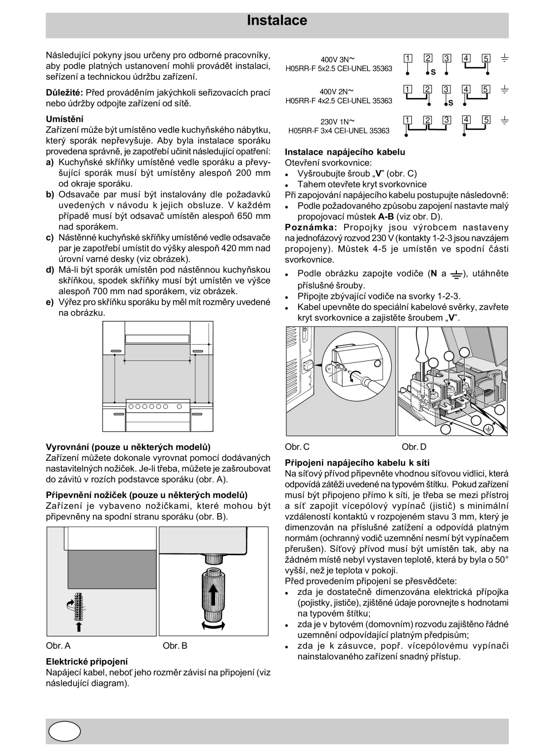 Indesit K3E11/R manual Instalace 