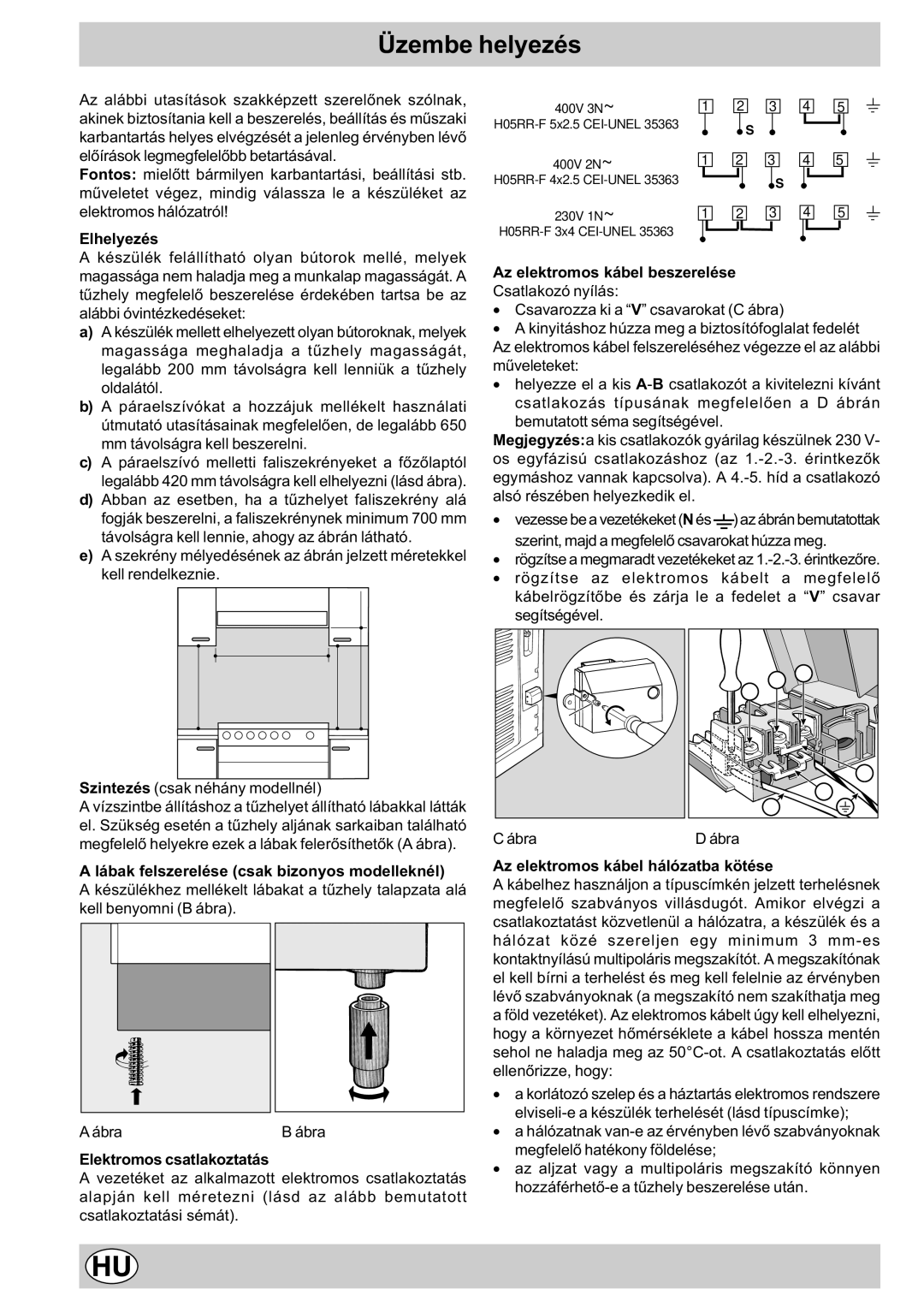 Indesit K3E11/R manual Üzembe helyezés 