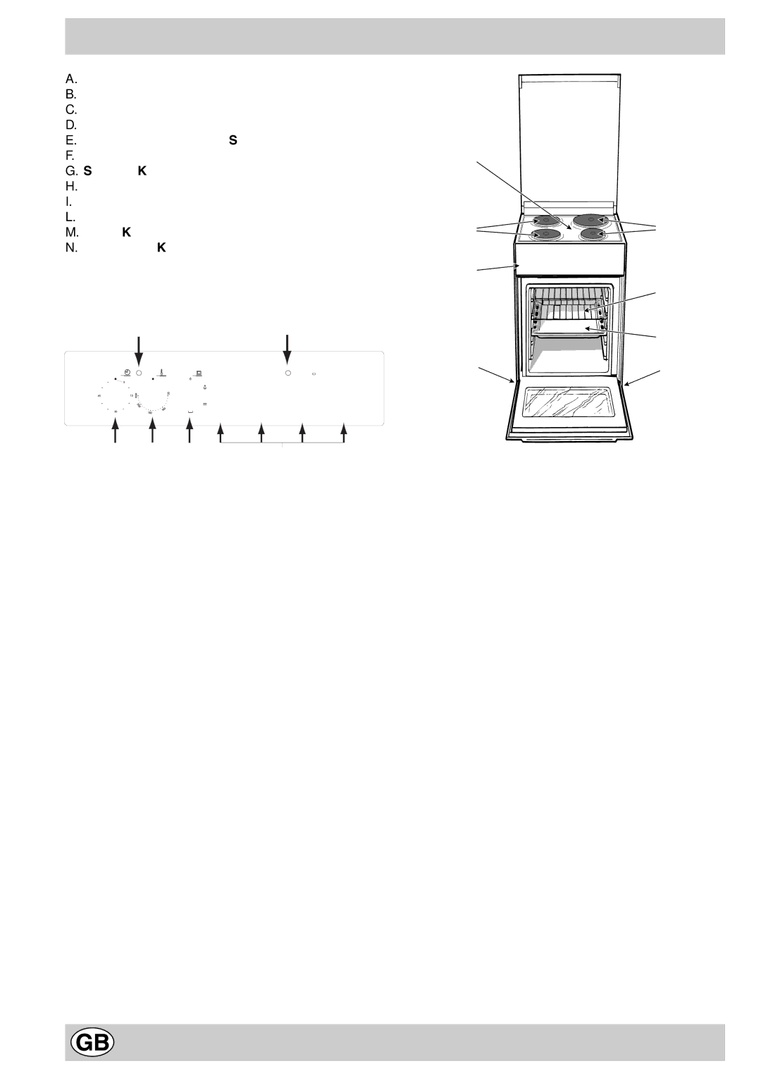 Indesit K3E11/R manual Cooker with electric oven and electric hob 