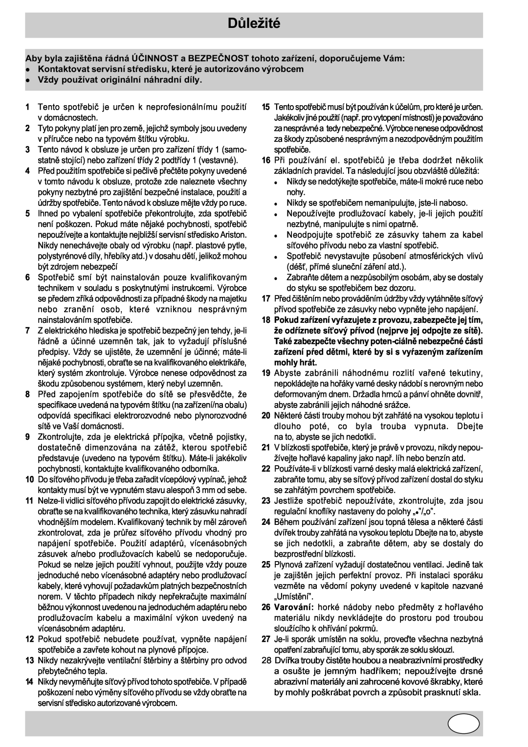 Indesit K3E11/R manual Dùležité 