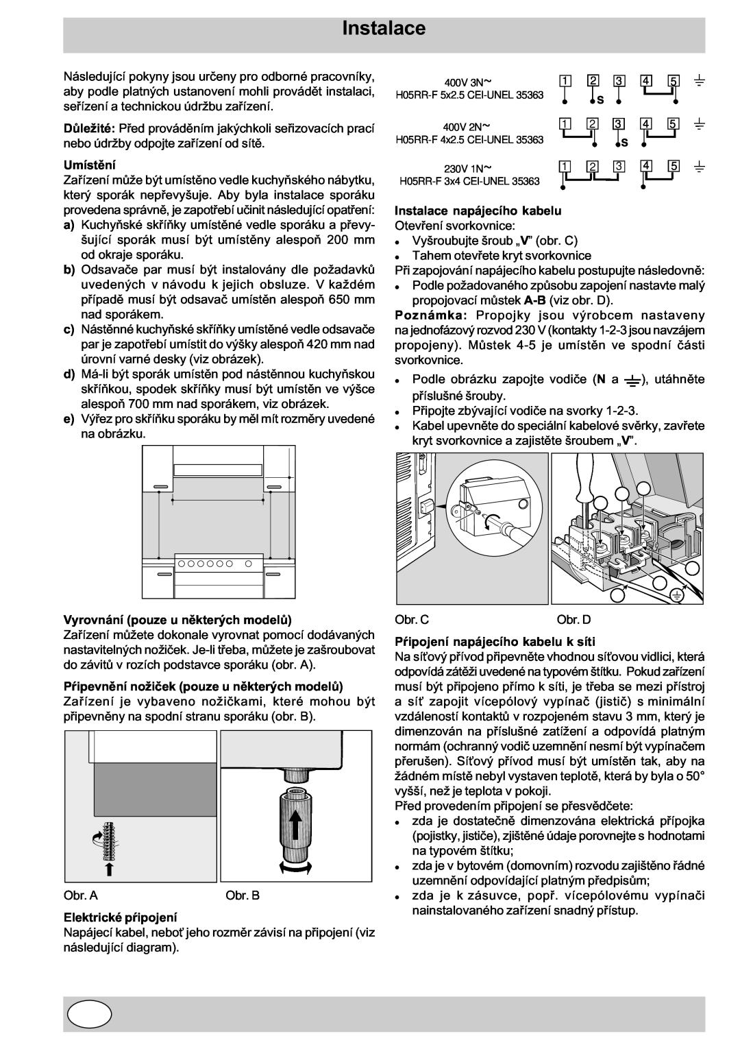 Indesit K3E11/R manual CZ20, Instalace 