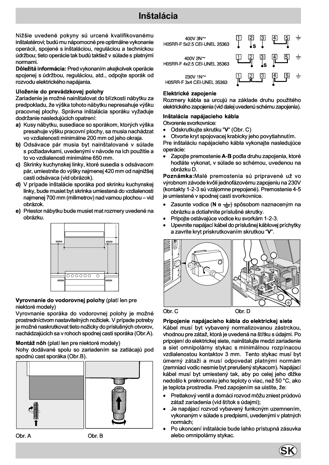 Indesit K3E11/R manual Inštalácia 
