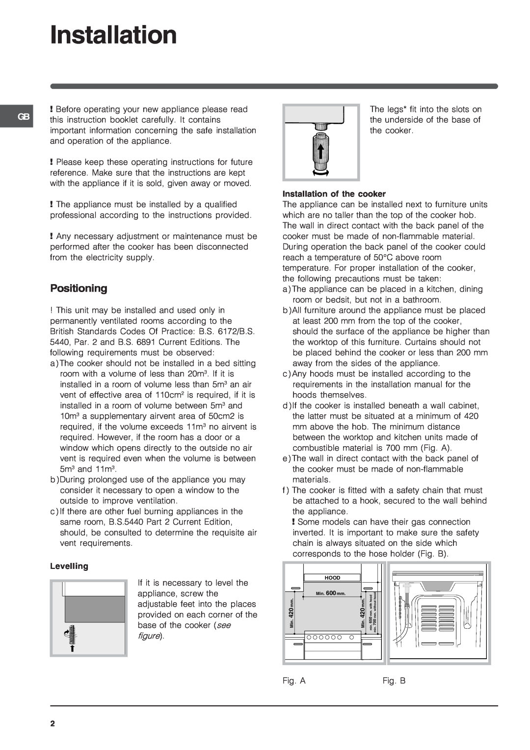 Indesit K3G2S/G specifications Installation, Positioning 