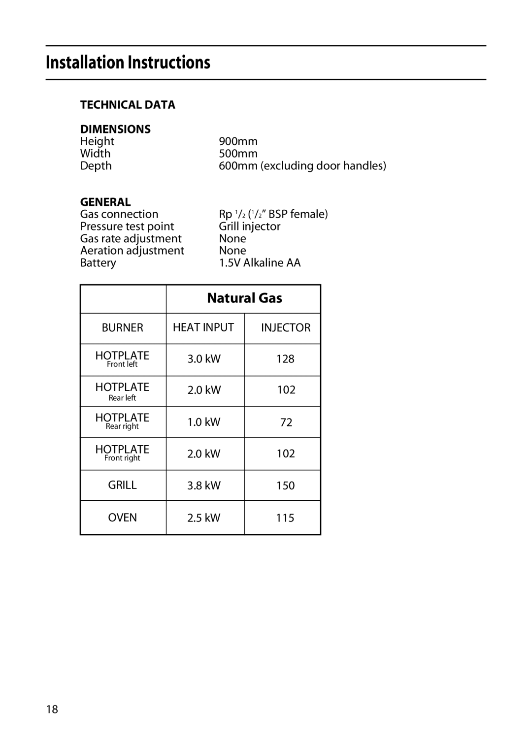 Indesit KD341GW manual Technical Data Dimensions, General 