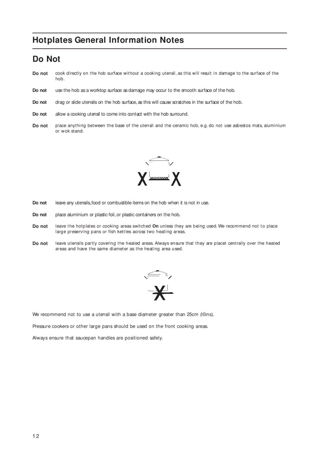 Indesit KD3E1/G, KD3E1/IR, KD3E11/G manual Hotplates General Information Notes Do Not 