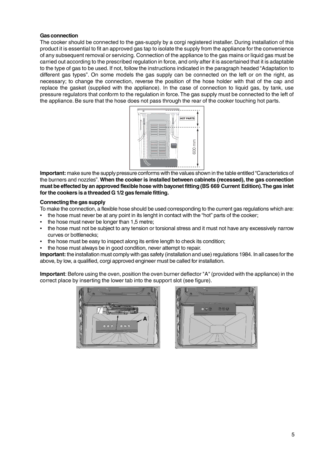 Indesit KD3G2S/IR, KD3G21S/IR manual Gas connection, Connecting the gas supply 